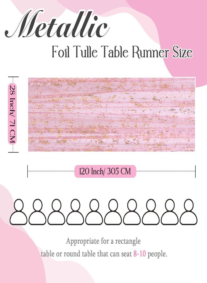 P Pothuiny 2 Pcs Dusty Pink Table Runner 28 x 120 Inch, Glitter Metallic Foil Tulle Table Runner Party Golden Sheer Gauze Table Decor for Wedding Birthday Christmas Anniversary - Image 4