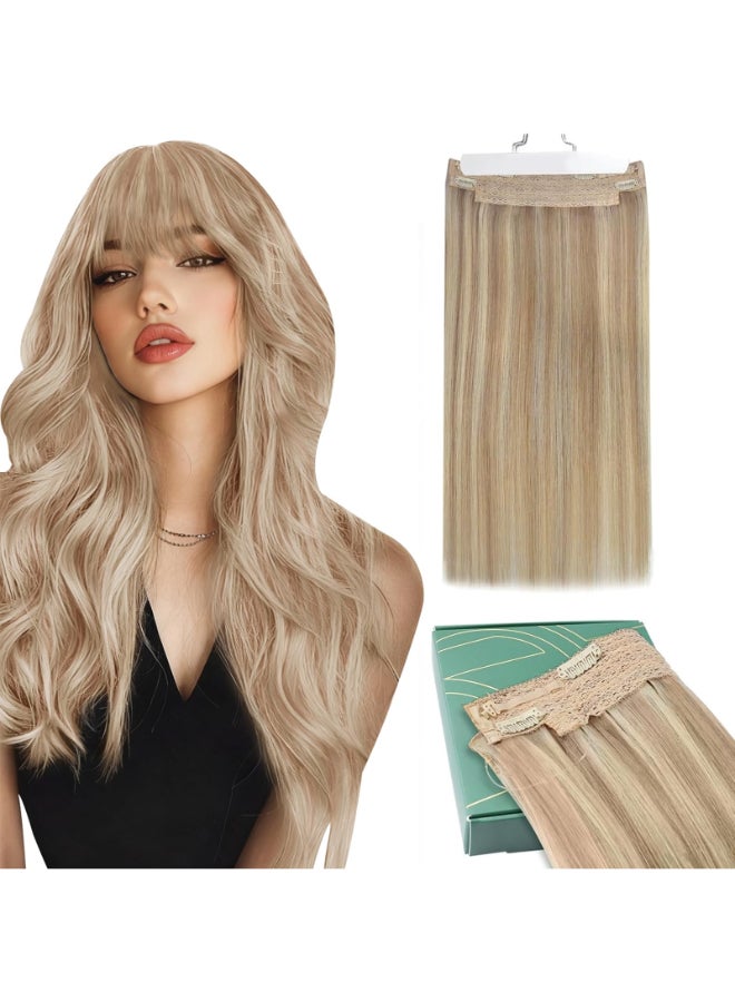 Ugeat Wire Hair Extensions Dark Ash Blonde Highlights Light Blonde Wire Hair Extensions Real Human Hair One Piece Clip in Hair Extension Ease Of Installation 20 Inch 95g - Image 3