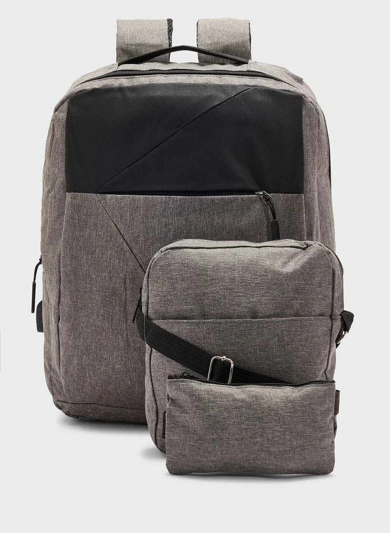 Seventy Five Set 0F 3 Backpack, Messenger And Pouch