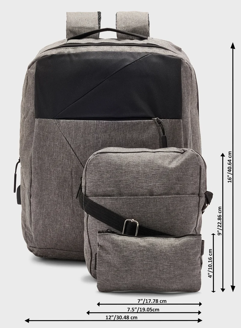 Seventy Five Set 0F 3 Backpack, Messenger And Pouch