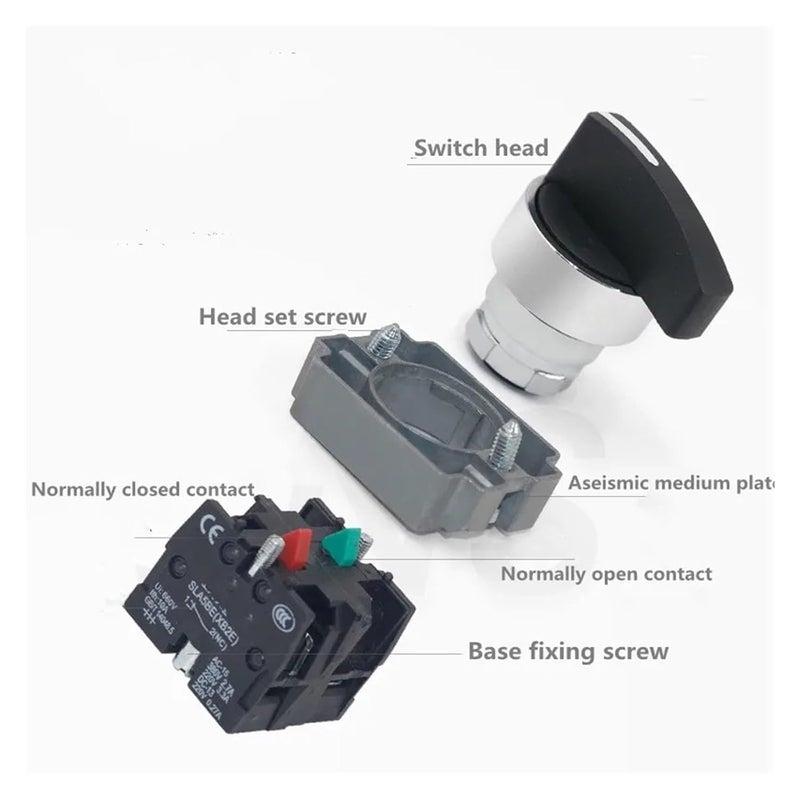 مفتاح دوار XB2 2/3 وضع قفل ذاتي / إعادة ضبط ذاتي مقبض محدد 1NO/2NO/1NO1NC BD21 BD33 BD22 BD25 BD45 BD53 (إعادة ضبط ثلاثي الأبعاد 2NO) - Image 5