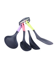 Bonita 4 Pieces Kitchen Utensils With Holder Non Stick Cooking Spoon Kitchen Cooking Utensils Set Dishwasher Safe Multicolor  - Image 1