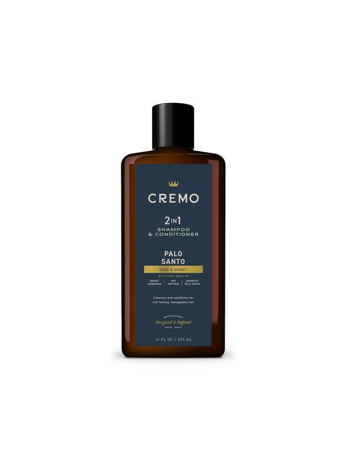 cremo شامبو وبلسم باربر غرايد 2 في 1 من بالو سانتو، نكهات الهيل الساطع، البردي الجاف وبالو سانتو العطري، 16 أونصة سائلة - Image 1