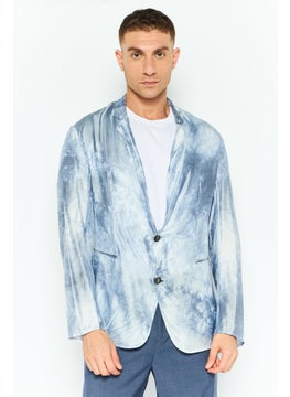EMPORIO ARMANI Men Regular Fit Allover Print Casual Blazer, Slate Blue  - Image 1