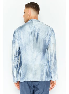 EMPORIO ARMANI Men Regular Fit Allover Print Casual Blazer, Slate Blue  - Image 2
