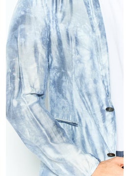 EMPORIO ARMANI Men Regular Fit Allover Print Casual Blazer, Slate Blue  - Image 3