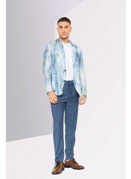 EMPORIO ARMANI Men Regular Fit Allover Print Casual Blazer, Slate Blue  - Image 4