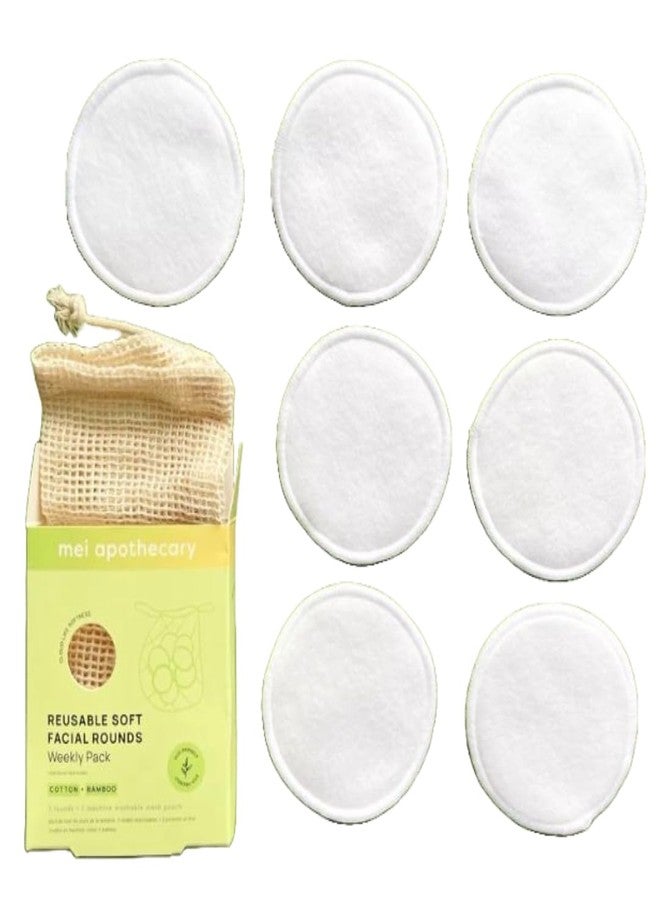 Mei Apothecary Soft Reusable Makeup Remover Pads Weekly Pack - 7 Pack Bamboo Cotton Rounds, Washable & Eco-Friendly, Zero Waste for All Skin Types - Image 1