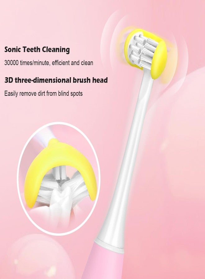 AICase Triple Best Kids Sonic Toothbrush,Rechargeable 32000 VPM Tooth Brush,Patented 3 Brush Head Design,Angled Bristles Clean Each Tooth,for Kids 3+ (Pink - Image 4