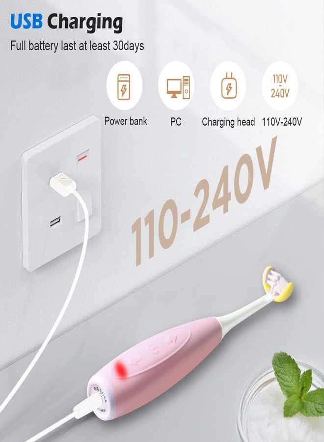 AICase Triple Best Kids Sonic Toothbrush,Rechargeable 32000 VPM Tooth Brush,Patented 3 Brush Head Design,Angled Bristles Clean Each Tooth,for Kids 3+ (Pink - Image 5