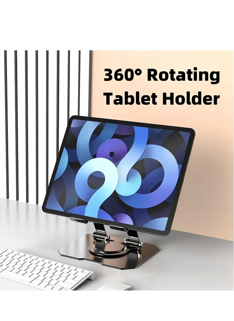 Generic - 360 Degree Rotating Adjustable Foldable Aluminum Tablet Holder, Suitable for iPad, Tablet, Smartphone, Flexible Rotating Table Stand - Image 1