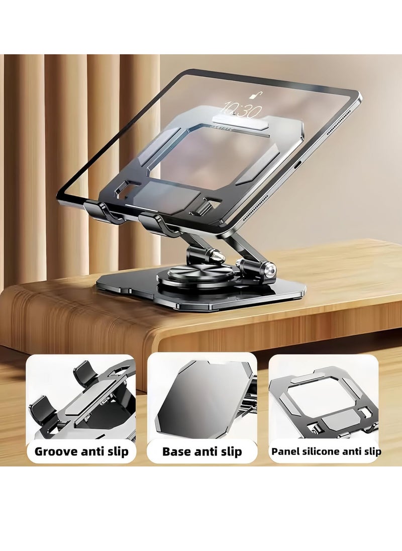 Generic - 360 Degree Rotating Adjustable Foldable Aluminum Tablet Holder, Suitable for iPad, Tablet, Smartphone, Flexible Rotating Table Stand - Image 1