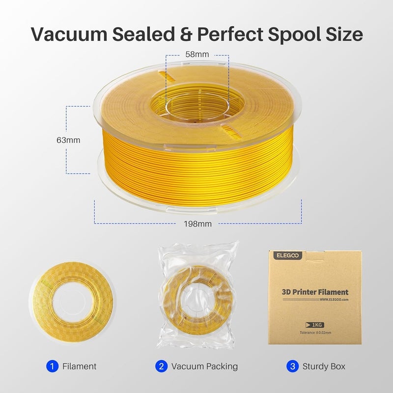 Protomont TECHNOLOGIES خيوط PLA الحريرية من ELEGOO 1.75 مم 1 كجم، خيوط طابعة ثلاثية الأبعاد لامعة بدقة أبعاد +/- 0.05 مم، بكرة 1 كجم (2.2 رطل) تناسب معظم طابعات FDM ثلاثية الأبعاد (حرير أزرق بنفسجي) - Image 2