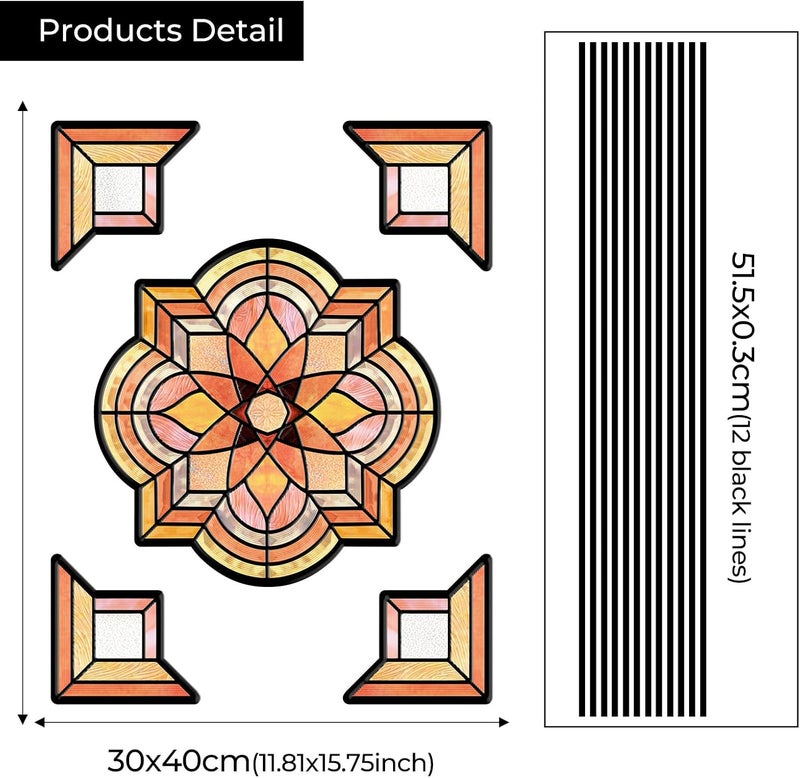 ADD.HERES Window Stickers, ‌Stained Glass Window Privacy Film, UV Blocking Static Cling for Home Kitchen Office Bathroom, Spessart, 11.87" X 15.7" - Image 2