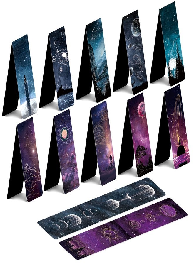 Anseal 12 PCS Cool Magnetic Bookmarks, Space Starry Night Bookmark for Book Lovers, Bulk Bookmarks for Women Men, Unique Book Mark for Reading, Students, Classroom Gifts, School Prize, Reading Present - Image 1