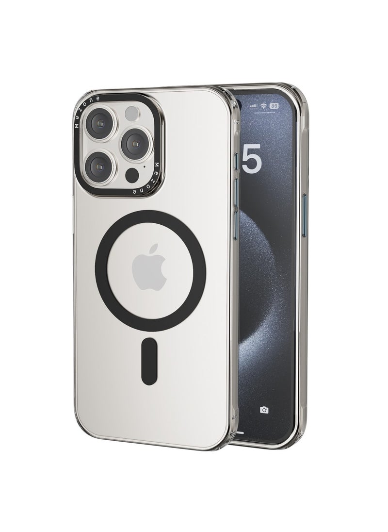 Mezone - iPhone 15 Clear MagSafe Phone Case, Shock Absorbing, Anti Scratch & Anti-Yellowing Case, Black - Image 1