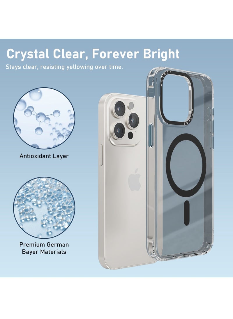 Mezone - iPhone 15 Clear MagSafe Phone Case, Shock Absorbing, Anti Scratch & Anti-Yellowing Case, Black - Image 1