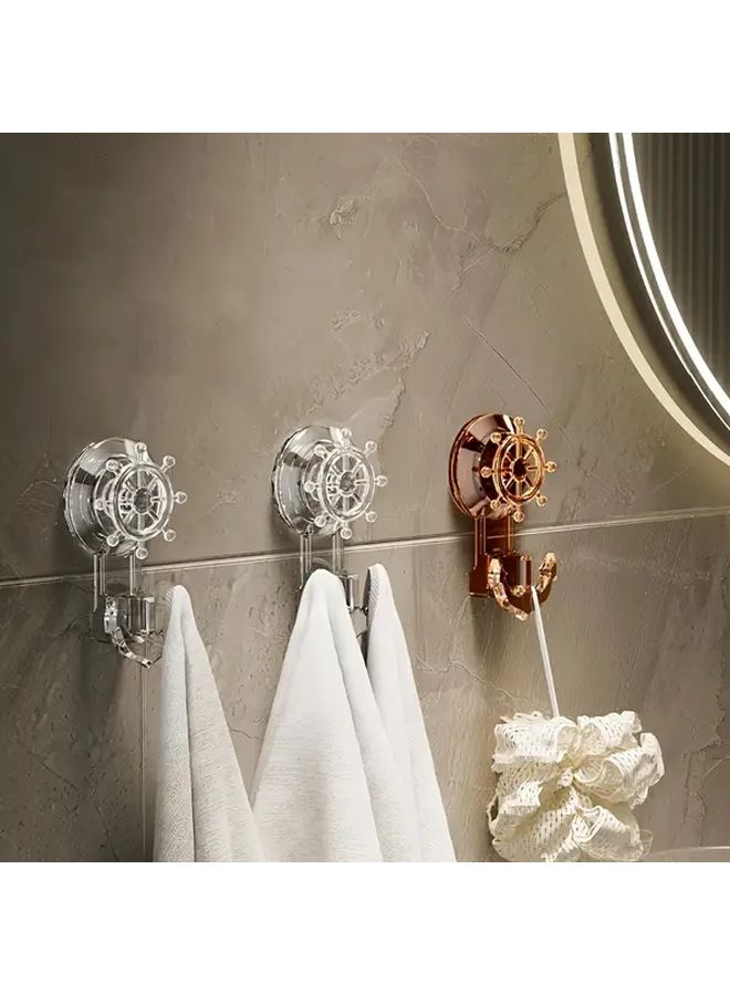 Light Luxury Amber Suction Cup Hooks No Drill Installation For Bathroom Kitchen Towel Plant Decor - Image 2