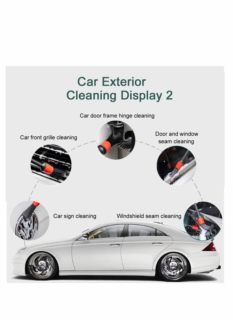 Excefore - Car Detailing Brushes Set with Car Wash Mitt - Automotive Detail Cleaning Brushes Auto Car Detail Cleaning Brushes for Cleaning Engine Bay, Wheels, Emblems, Leather, Air Vents - Image 1
