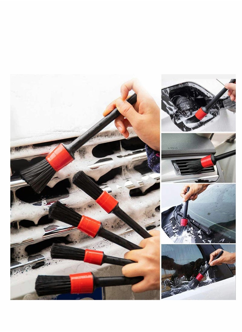 Excefore - Car Detailing Brushes Set with Car Wash Mitt - Automotive Detail Cleaning Brushes Auto Car Detail Cleaning Brushes for Cleaning Engine Bay, Wheels, Emblems, Leather, Air Vents - Image 1