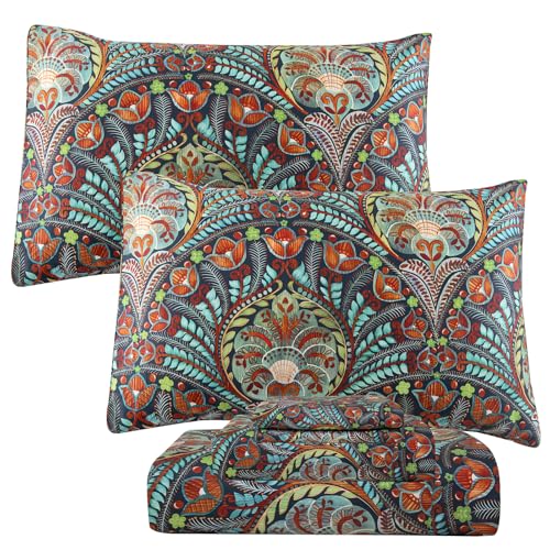 Lady Ann Boho 100% Cotton Egyptian King Sheet Set, Paisley Colorful Pattern Printed King Bedding Set, Super Soft, Silk-Like Feel Bed Sheet Set and 17.5" Deep Pockets Bed Sheets 4 PCS - Image 1