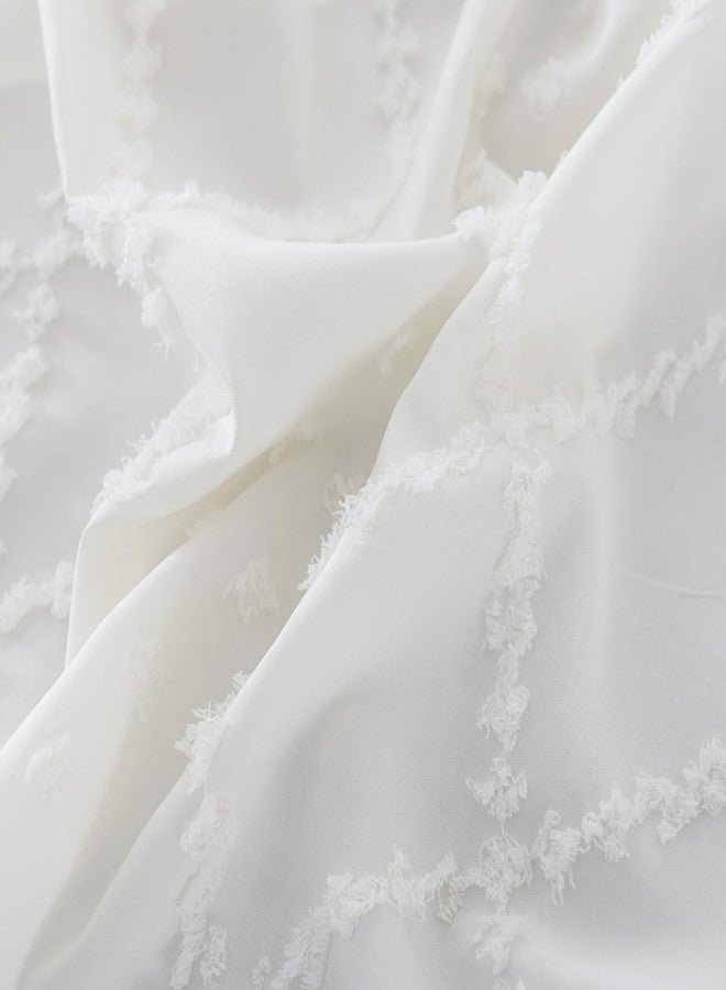 TSUTOMI Bed Skirt Twin Size Ruffled Bed Skirt with Split Corners, 14 Inch Drop Dust Ruffle Bed Skirts with Platform, Boho Tufted Shabby Chic Full Size Bed Skirts, Ivory - Image 4