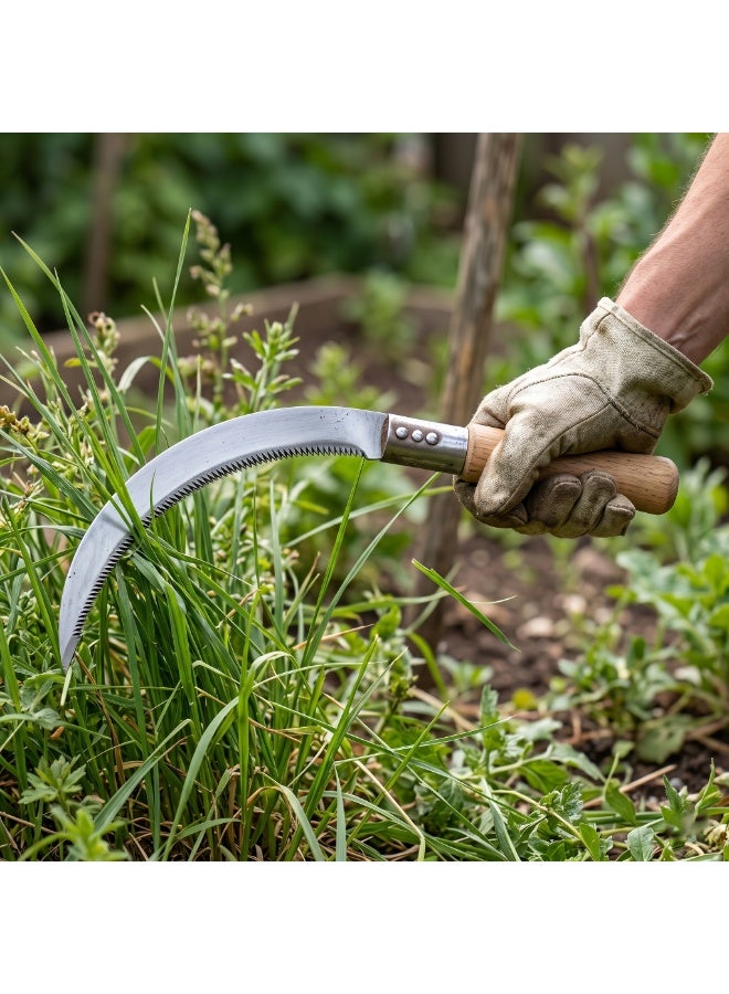 Heavy Duty Weeding Sickle & Billhook Machete 10.5 inch – High Carbon Steel Brush Clearing Knife – Handheld Garden Scythe for Grass, Vines & Small Trees – Professional Farming & Camping Harvest Tool - Image 3
