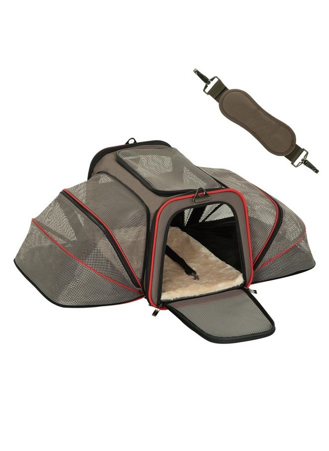 Petsfit Petsfit 2 Side Expandable Pet Carrier Dog Carrier Cat Carrier for 2 Cats, 19" Lx 12" Wx 12" H, with Soft Cushion, Built-in Safety Rope, Pockets, Fit for Car Travel  - Image 1