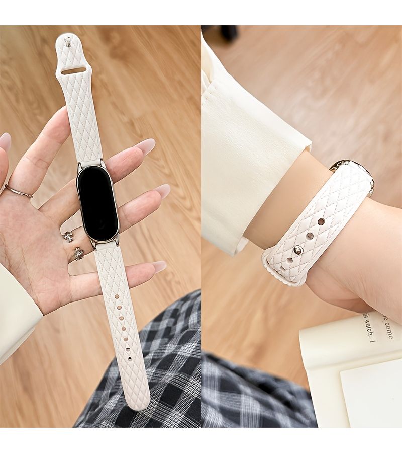 Red Soft Silicone Reverse Buckle Wristband With Leather Like Texture Compatible For Summer Replacement Use - Image 4