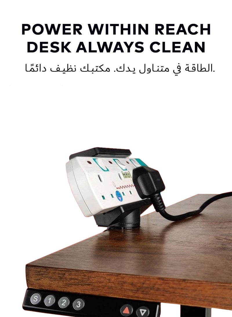 Newstar Power Strip Desk Mount Holder | Adjustable Clamp for Power Strips 4–6.5cm | 360° Rotating Design | Anti-Scratch Rubber Pads | Quick Installation | Black Metal Bracket - Image 2