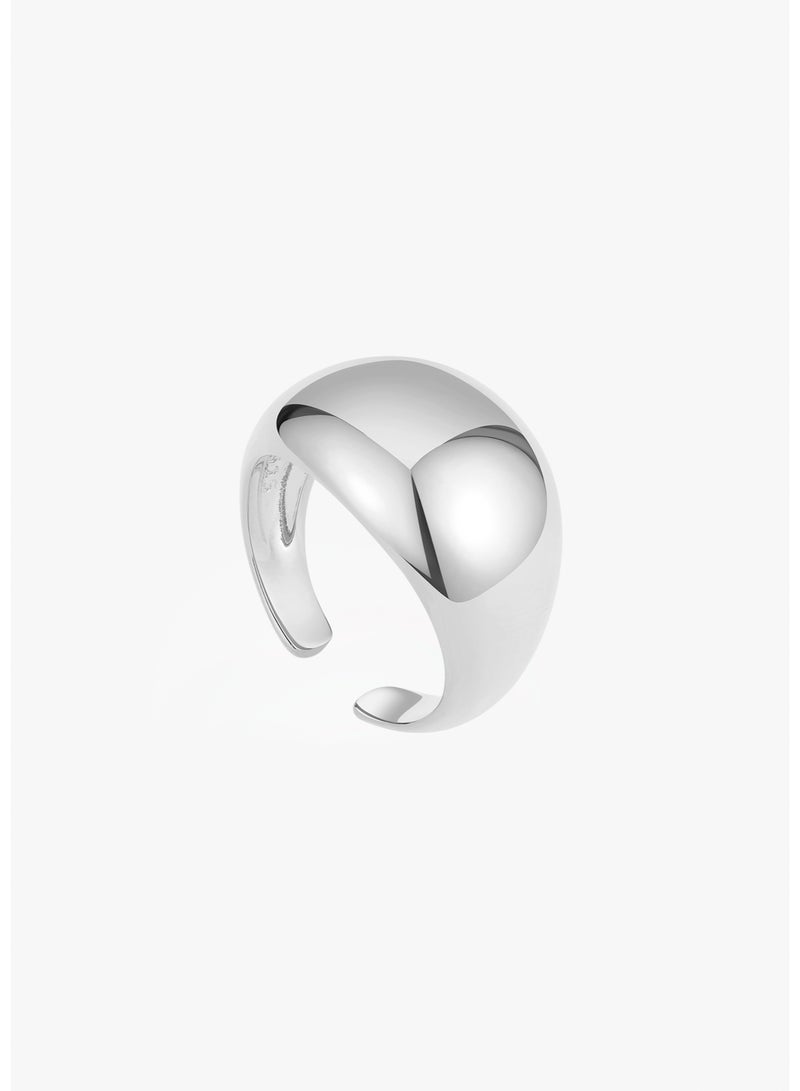 Raia Mirrored Sphere Open Ring - S925 Silver Plated with Rhodium - Image 1