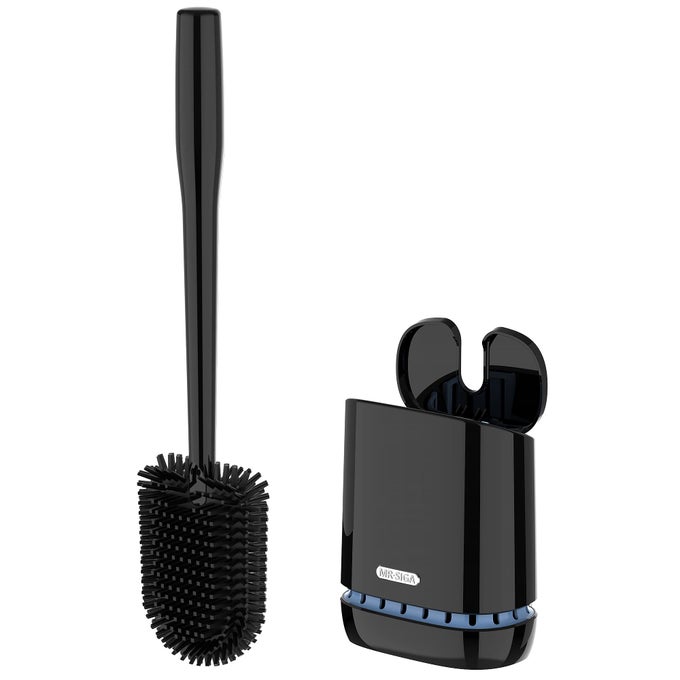 MRSIGA TOILET BOWL BRUSH AND HOLDER DURABLE AND FLEXIBLE BRISTLES WALL MOUNTED TOILET BRUSH FOR BATHROOM CLEANING BLACK 1 PACK