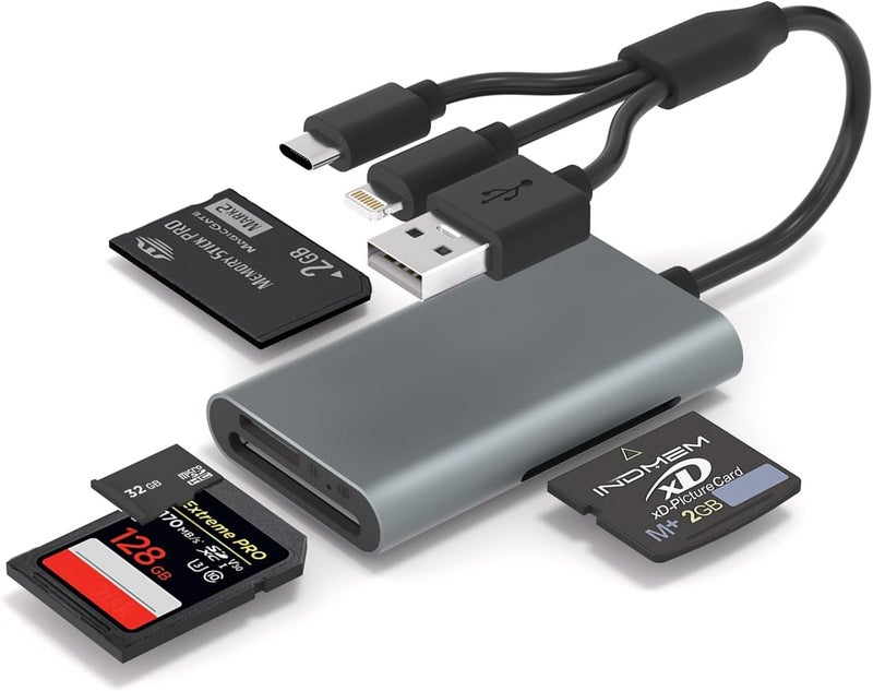 MAKINGTEC Memory Stick Pro Duo 4-in-1 Card Reader Adapter, SD/TF/MS/XD Multi Memory Card Reader for iPhone 16/15/14, iPad, Android, PC, Mac, Compatible with Digital Cameras and Sony Cybershot - Image 1