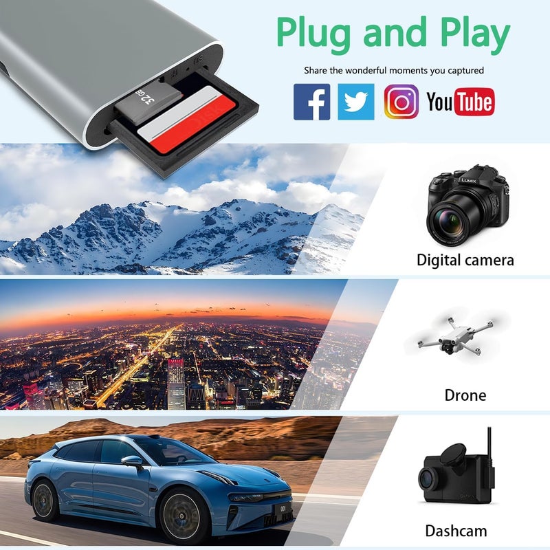 MAKINGTEC Memory Stick Pro Duo 4-in-1 Card Reader Adapter, SD/TF/MS/XD Multi Memory Card Reader for iPhone 16/15/14, iPad, Android, PC, Mac, Compatible with Digital Cameras and Sony Cybershot - Image 5