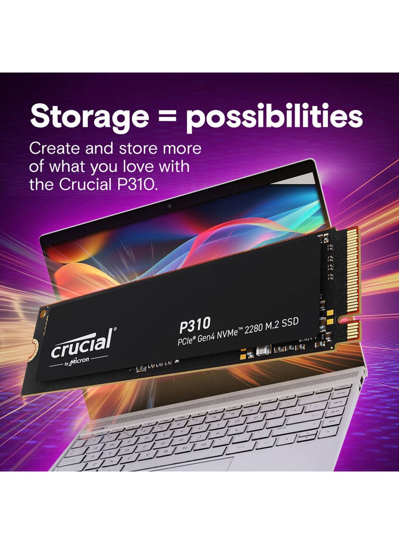 كروشيال P310 1TB PCIe Gen4 NVMe 2280 M.2 SSD، سرعات PCIe Gen 4 x4 7100MB/s قراءة، 6000MB/s كتابة، شكل M.2 2280، سعة 1TB | CT1000P310SSD8 - Image 3