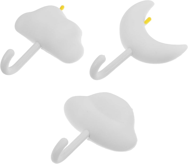 3pcs No-Drill Self-Adhesive Wall Hooks White for Hanging Clothes Towels Key Storage in Entryway Bathroom Kitchen, Stick-on Door Hooks for Dormitory Organization - Image 1