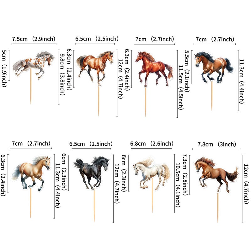 Ercadio 32 Pack Horse Cupcake Toppers Horse Racing Cupcake Picks Equestrian Race Wildlife Theme Baby Shower Birthday Party Cake Decorations Supplies - Image 2