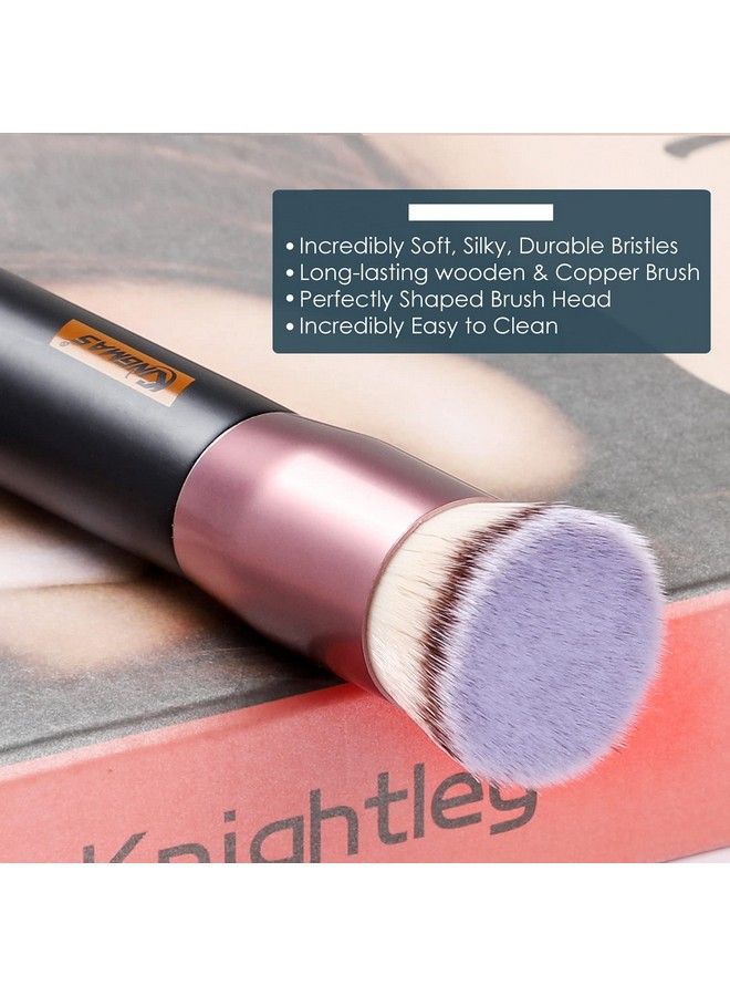 KingMas Flat Top Foundation Brush Premium Kabuki Makeup Brush For Liquid Blending Cream Powderblush Buffing Stippling Face Makeup Tools (Black A (Flat Top)) - Image 4