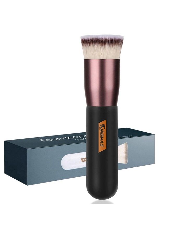 KingMas Flat Top Foundation Brush Premium Kabuki Makeup Brush For Liquid Blending Cream Powderblush Buffing Stippling Face Makeup Tools (Black A (Flat Top)) - Image 1