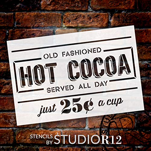 Studio R 12 Hot Cocoa 25 Cents - Old Fashioned Stencil - by StudioR12 | Reusable Mylar Template | Use to Paint Wood Signs - Pallets - DIY Winter Decor - Select Size (18" x 12") - Image 2
