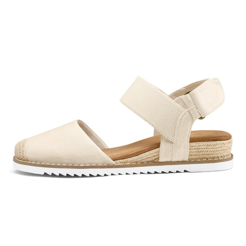 mysoft Women's Low Wedge Sandals Comfortable Closed Toe Espadrilles Slip on Elastic Ankle Strap Walking Sandals - Image 4