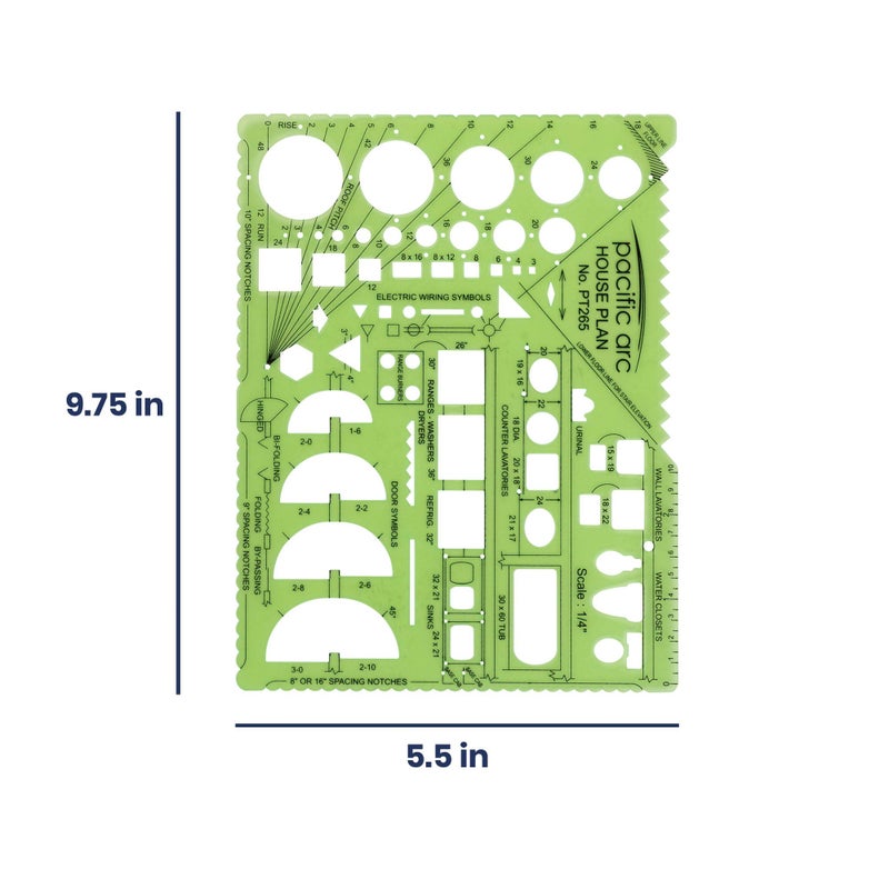 Pacific Arc House Plans Templates Guide, with Stairs, Doors, Plumbing, Kitchen Appliances, and Roof Pitch Gauge, Scale of 1/4 Inch to 1 Foot - Image 2