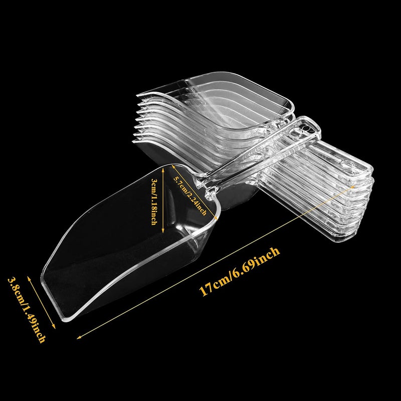 HQLESHUI 10 Pieces Plastic Serving Tongs Mini Kitchen Tongs Kitchen Tongs Utility and 10 Pieces Plastic Kitchen Scoops Clear Ice Scoop Mini Clear Buffet Scoop for Candy Dessert Buffet Ice - Image 2