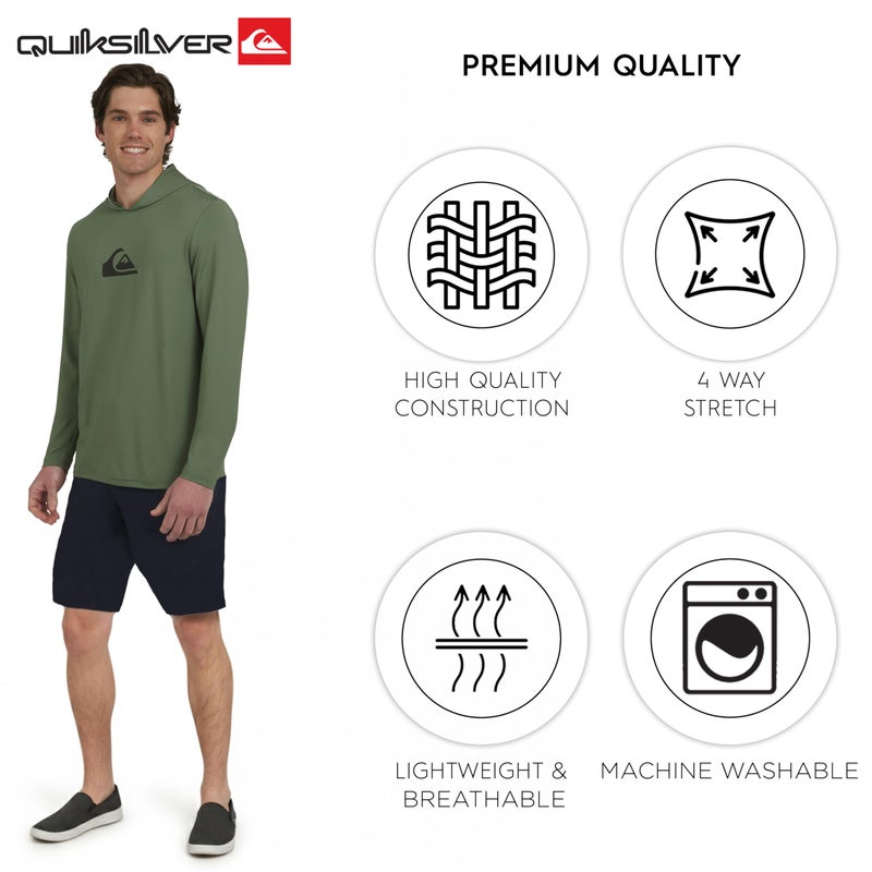 QUIKSILVER قميص واقي من الشمس بغطاء رأس للرجال من كويك سيلفر، مقاس XX-Large، لون إكليل الغار - Image 4