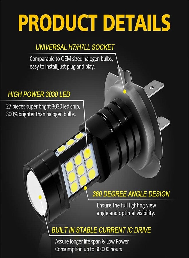 AUXLIGHT H7 H7LL LED Fog Light DRL Bulbs, 2400 Lumens Extremely Bright H7LL LED Bulbs Replacement for Cars, Trucks, 6000K Xenon White - Image 4