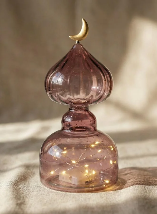 صلصال أثر - قطعة زجاج زينة رمضان مصنوعة يدوياً مع ضوء