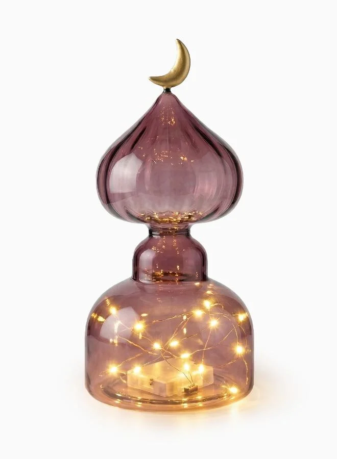 صلصال أثر - قطعة زجاج زينة رمضان مصنوعة يدوياً مع ضوء