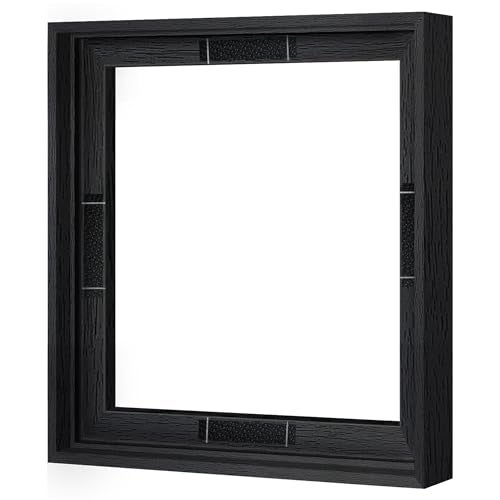 Abtgt 12x12 Canvas Floating Frame with 0.9" Deep, Black Floater Frame for Canvas Paintings with Adhesive, Vertical or Horizontal Wall Art frame for Prints Oil Painting Diamond Decor, 1 Pack. - Image 1