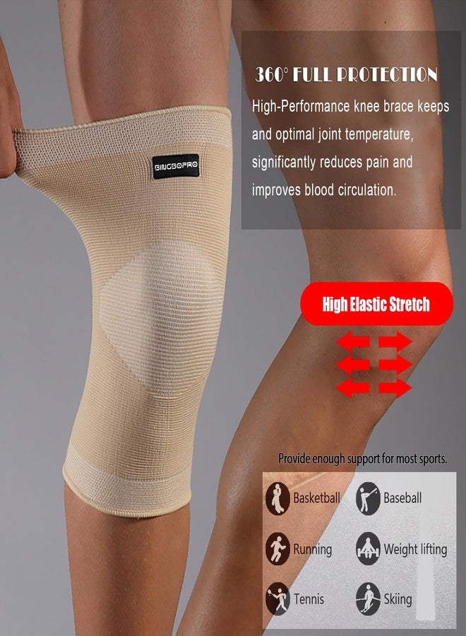 BingboPro Knee Brace for Pain Relief - Knee Compression Sleeves for Men and Women, Knee Support Leg Brace for Meniscus Tear, Running, Weightlifting, Workout, ACL, Arthritis, Joint Pain Relief(Nude,M) - Image 3