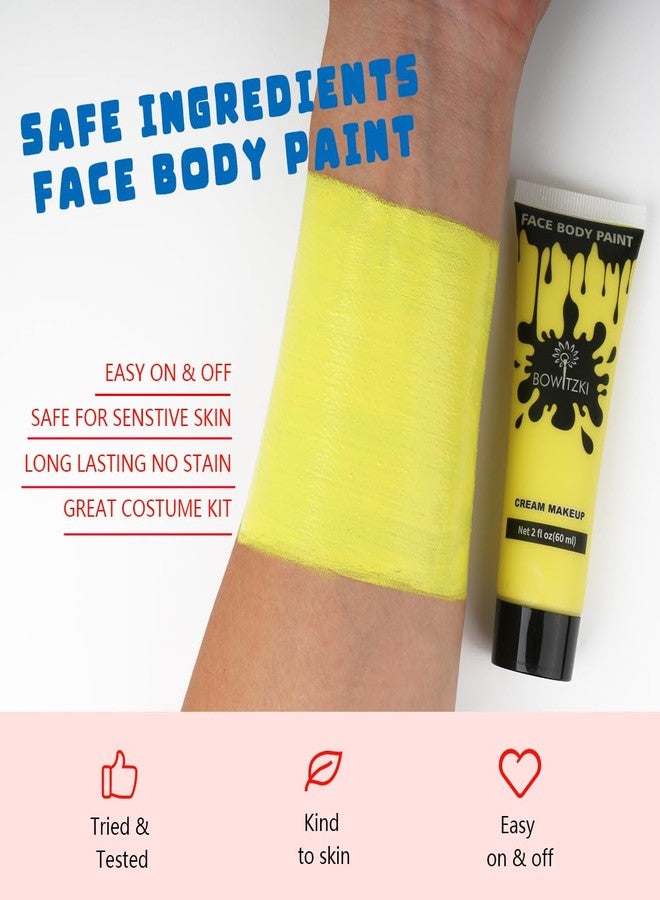 Bowitzki Face and Body Paint 2oz Cream Makeup 60ml Water Based Face Painting Special Effects For Adults Children Kids Halloween Christmas Party Stage Cosplay (Yellow) - Image 3